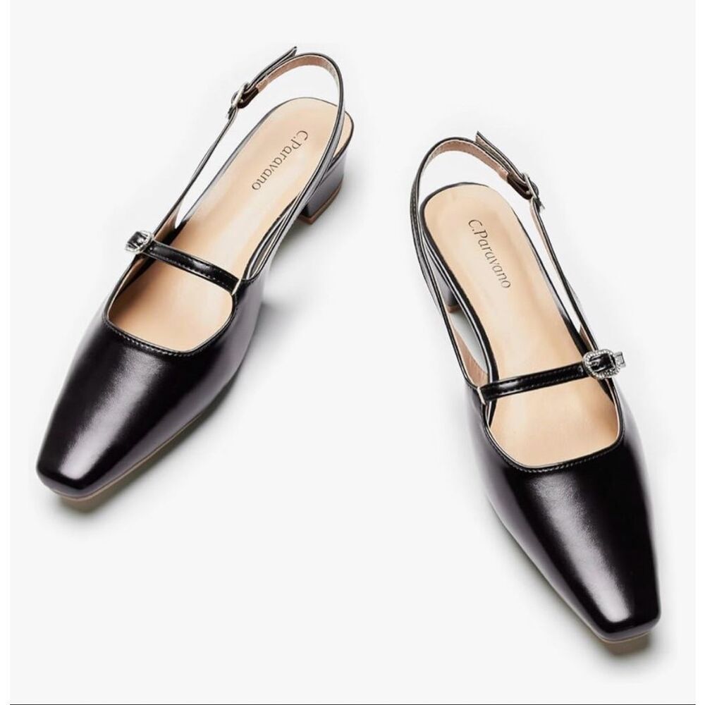 C.Paravano Slingback Flats | Women's Flats | Beige Block Heel New Size 10.5